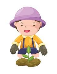 boy gardening