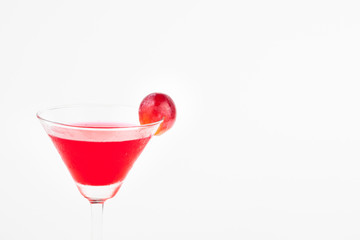 strawberry jelly with fruit salad on white paper background