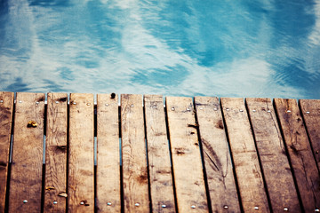 Fototapeta premium sea with wooden deck