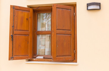 open wooden shutters