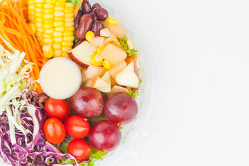 Salad box packaging on white paper background