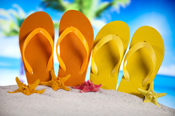Flip flops on the beach