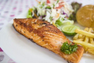 grilled salmon steak