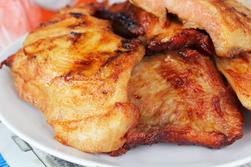 A lot of pork on the plate