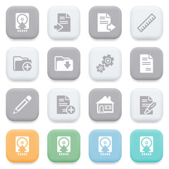 Document icons on color buttons.
