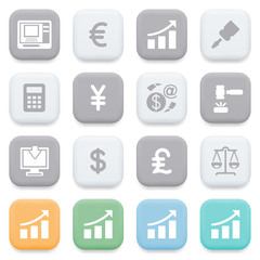 Finance icons on color buttons.