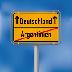 Ortsschild Deutschland gewinnt gegen Argentinien