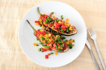 Stuffed eggplant food for vegetarian