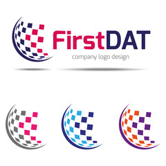 Company logo design, corporate identity, squares in a globe