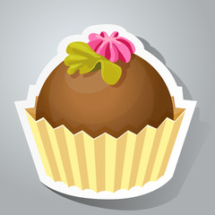 Sweet sticker with cupcake