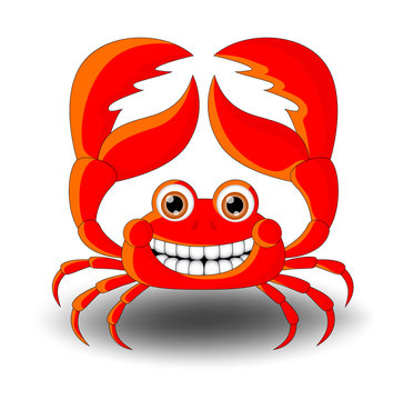 Red Crab Cartoon with smile