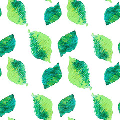 Seamless green leaves pattern