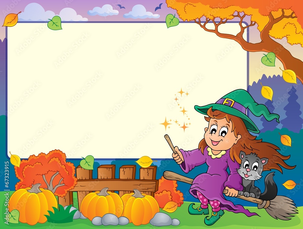 Wall mural autumn frame with halloween theme 2