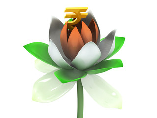 Rupee in 3d tricolor lotus
