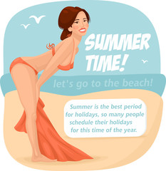 girl in a swimsuit on the beach