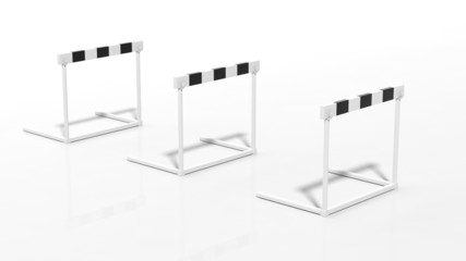 Three black and white hurdles isolated on white