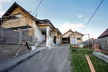 Fototapeta na wymiar Construction or repair of the rural house
