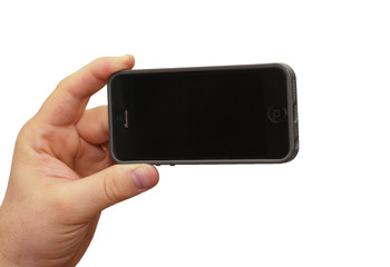 hand holding smartphone to take a picture