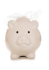 saving for a wedding bride piggybank