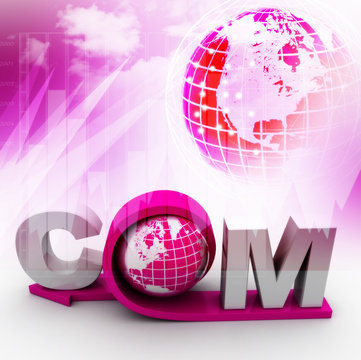 globe with word dot com