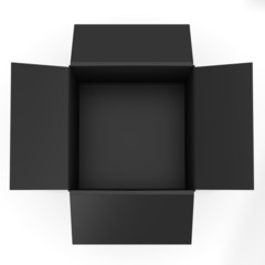 black open box isolated from top. 3d render