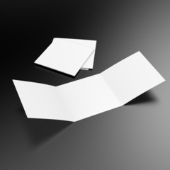 blank square leaflets with three wings isolated on black