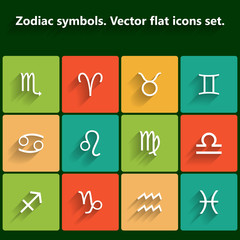 Signs of the zodiac. Vector flat icons
