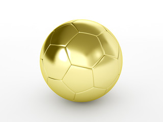 golden soccer ball isolated on white background