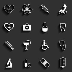 Medical vector flat icons set