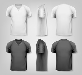 V-neck t-shirts with sample text space. Vector.