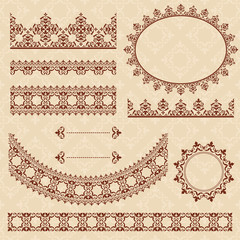 brown arabic ornamental elements - vector set