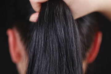 Woman with beauty long black hair