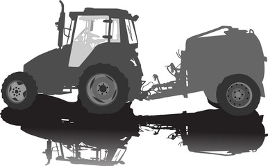 Vector silhouette of a tractor of road service