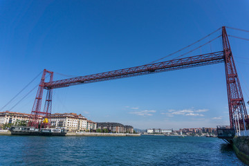 Wide angle view of the Bizkaia suspension bridge