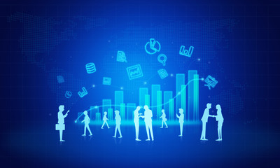 People at work business on graph background