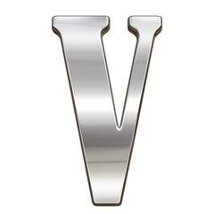 Letter V from chrome solid alphabet isolated on white