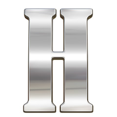 Letter H from chrome solid alphabet isolated on white