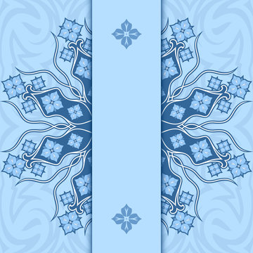 Card with ornament. Blue