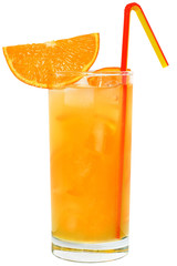 Cocktail with orange juice and ice cubes.