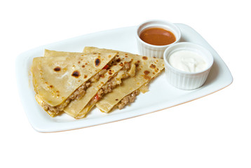 Quesadilla with chicken meat,