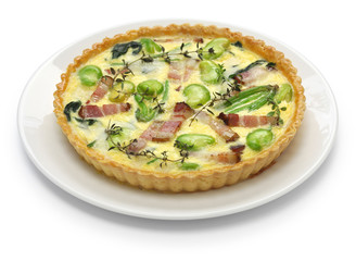 homemade quiche isolated on white background