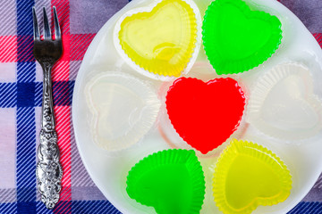 shape heart gelatin sweet dessert