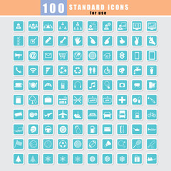100 Universal Standard Icons vector