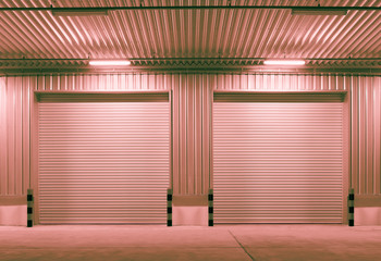 Roller door or roller shutter. Also called security door or security shutter with automatic system....