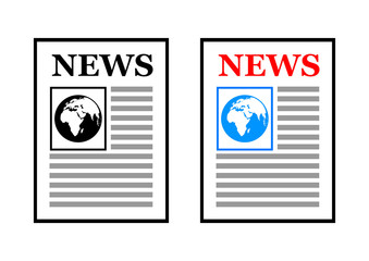 Newspaper icon on white background