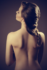 girl with naked back and hair-style