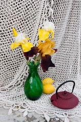 Still life bouquet with irises