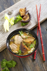Miso soup with duck.