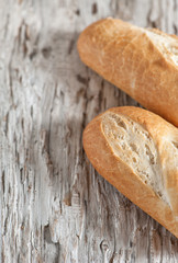Baguette on the wooden board