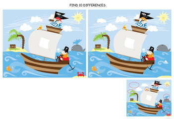 Find 10 differences - PIRATES / vectors for children/